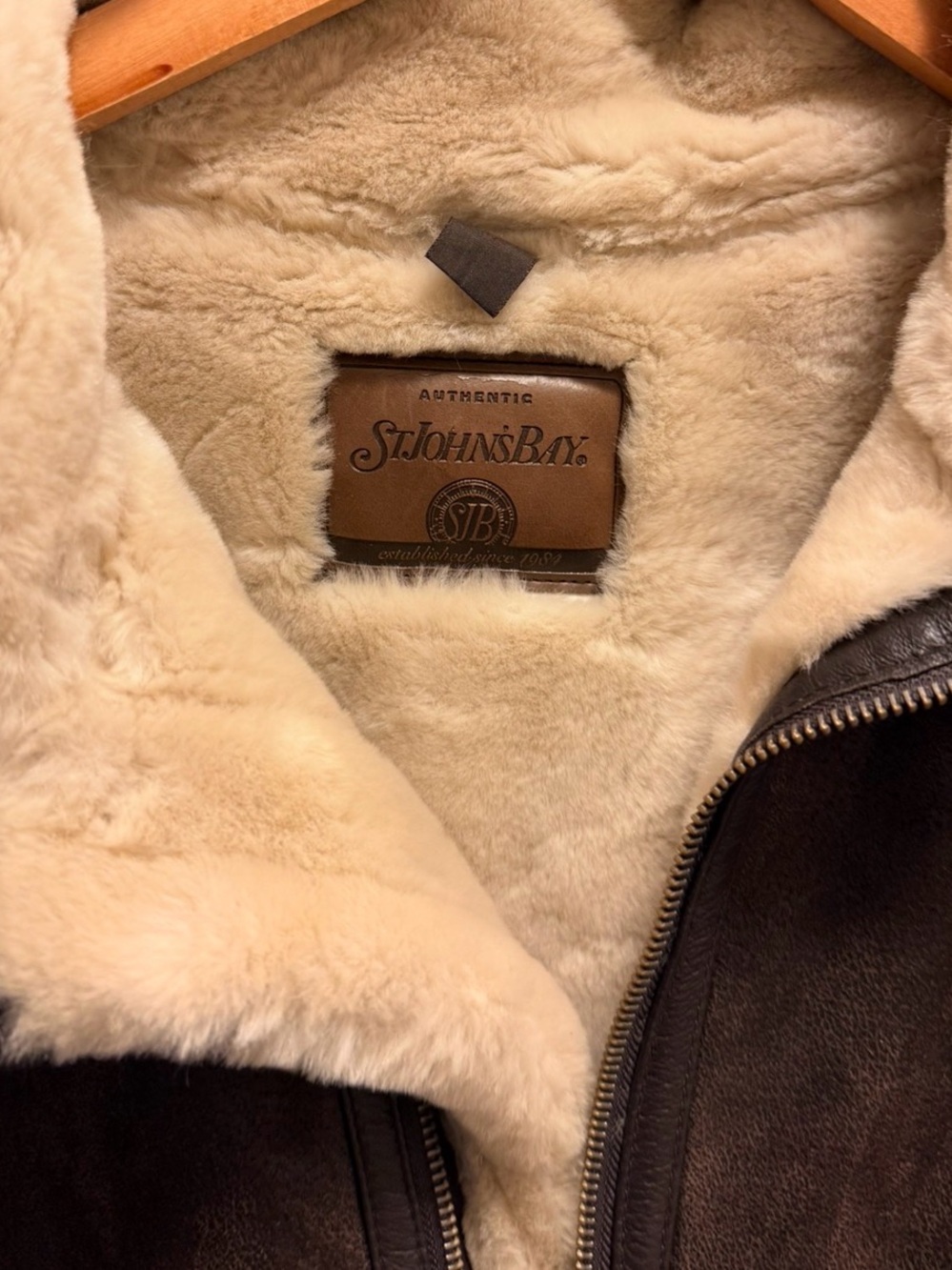 Vintage St. John's Bay Heavy Sherpa Lined Aviator Bomber Jacket - Medium - Picture 6 of 12